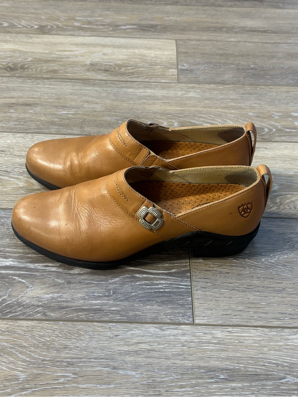 Ariat Santa Cruz Shoes Sz 10 Brown Leather Clogs Slip-On Western Rodeo Cowgirl